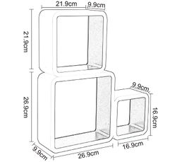 White MDF Wall Cube Shelf – 3 Pack for CDs