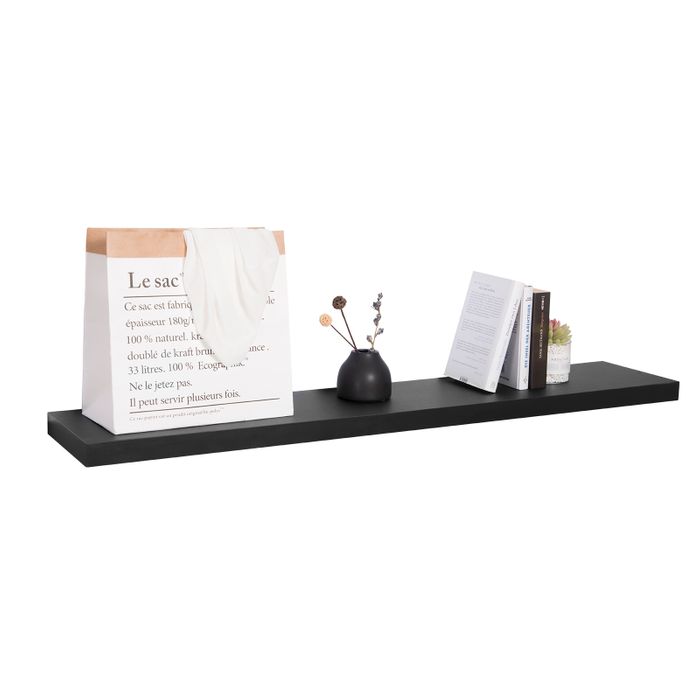 WOLTU Modern Black Floating Wall Shelf - Durable MDF Wood for Books & Decor