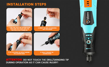 GoGonova 4V Cordless Rechargeable Rotary Tool Kit with 3-Speeds and 43 Accessories