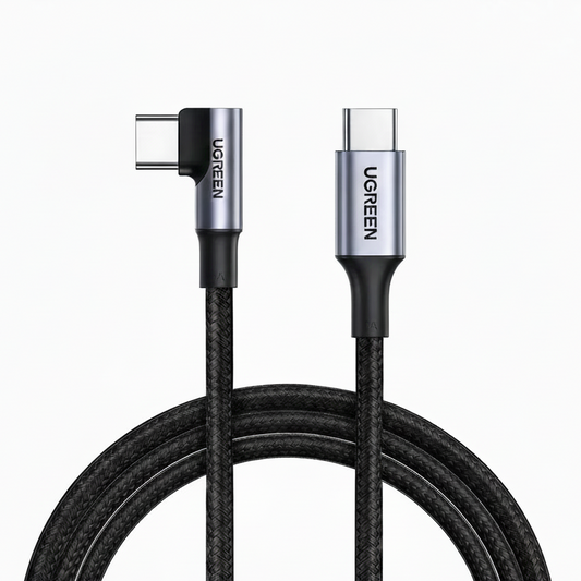UGREEN USB C to USB C Cable Right Angle 2m 100W 5A PD Fast Charge 90 Degree Braided for iPhone 17-15 MacBook Samsung