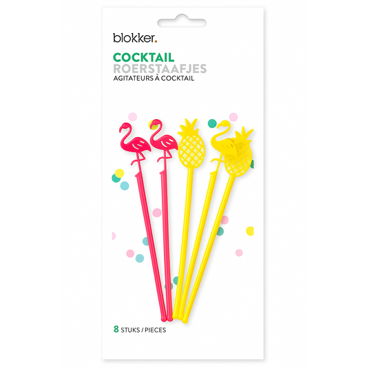 Tropical Swizzle Sticks Flamingo Pineapple Cocktail Stirrer Pack