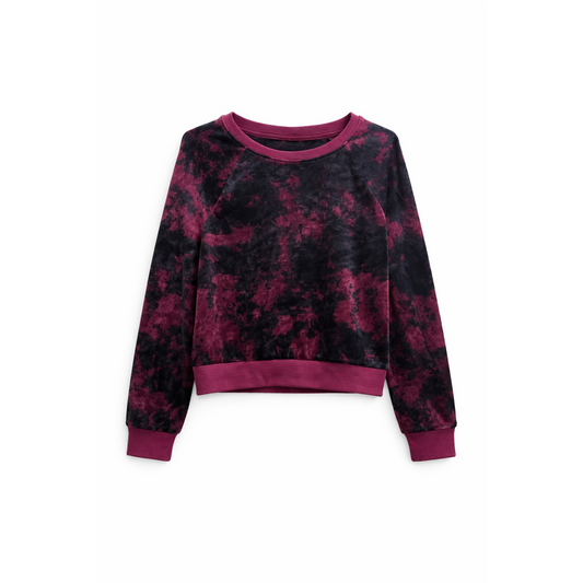 Art Class Girls Cozy Crewneck Sweatshirt Maroon Tie Dye