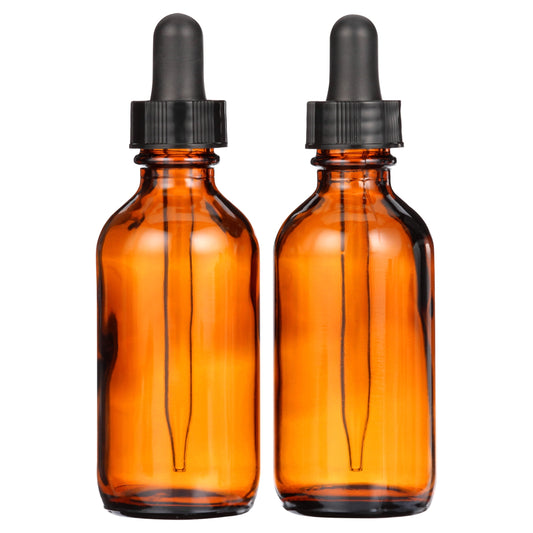 Amber Glass Dropper Bottles 2 oz Pack of Two