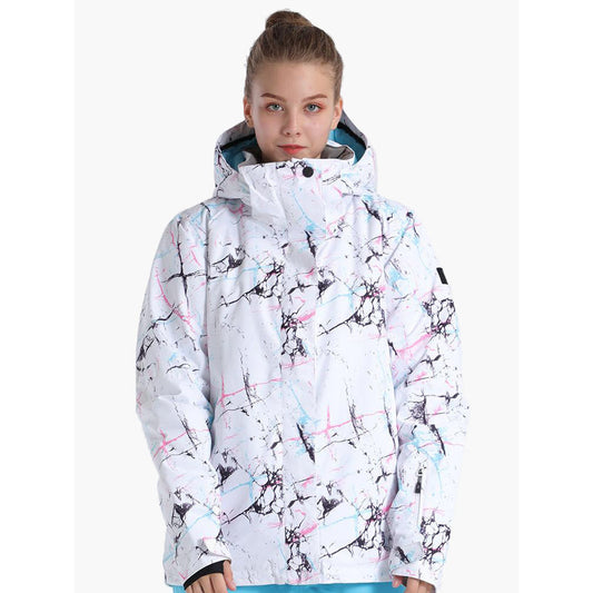 Women's 5K Waterproof Windproof Insulated Ski Snowboard Jacket - Vibrant Metropolis Design