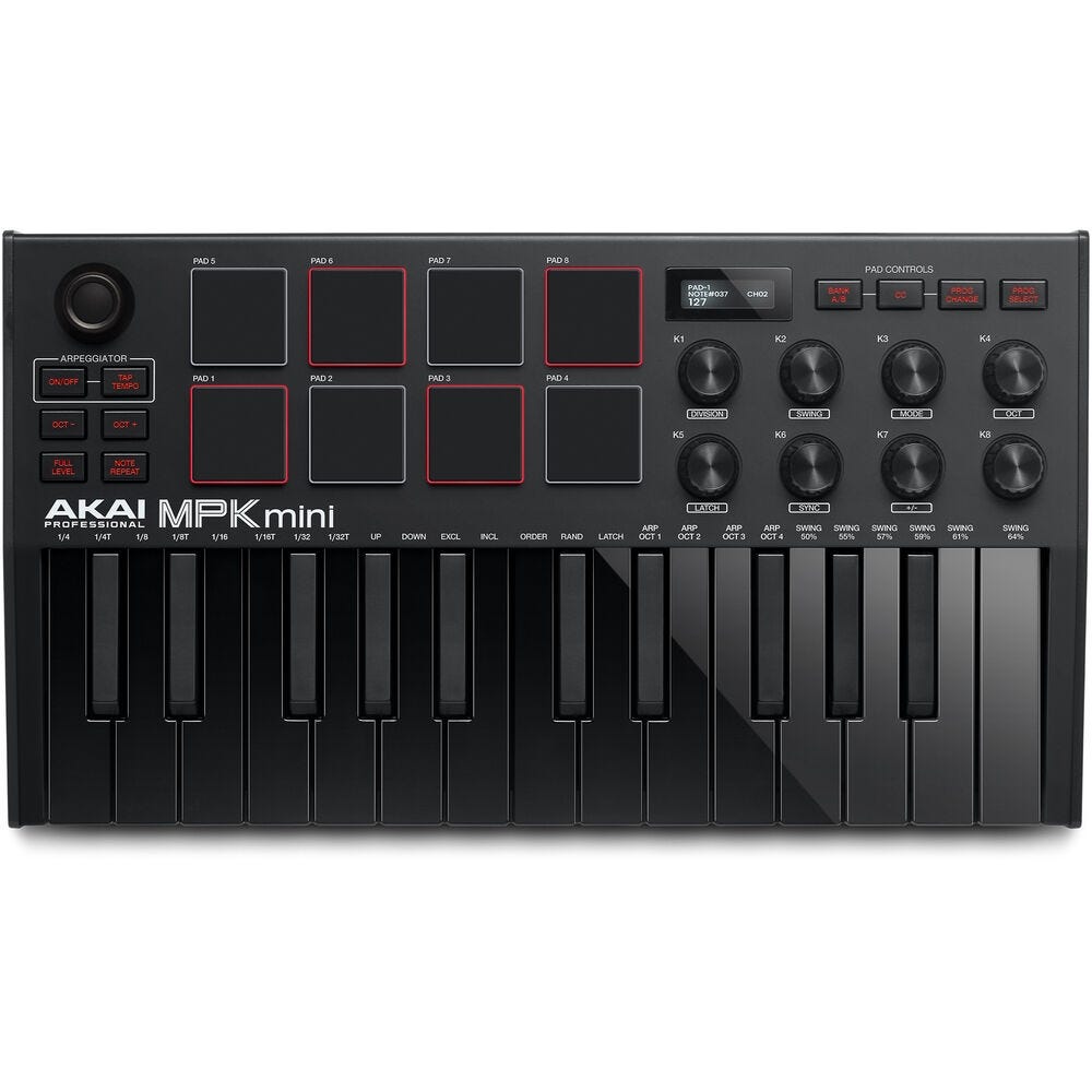 Akai MPK Mini Mk3 Black SE Portable MIDI Keyboard Controller for Producers