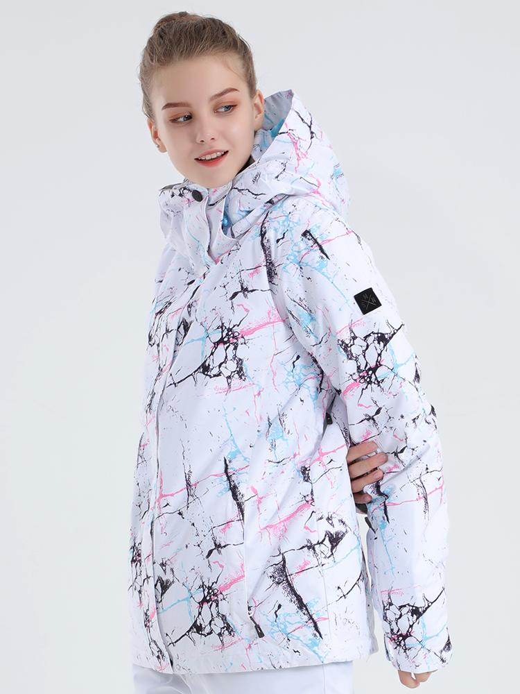 Women's 5K Waterproof Windproof Insulated Ski Snowboard Jacket - Vibrant Metropolis Design
