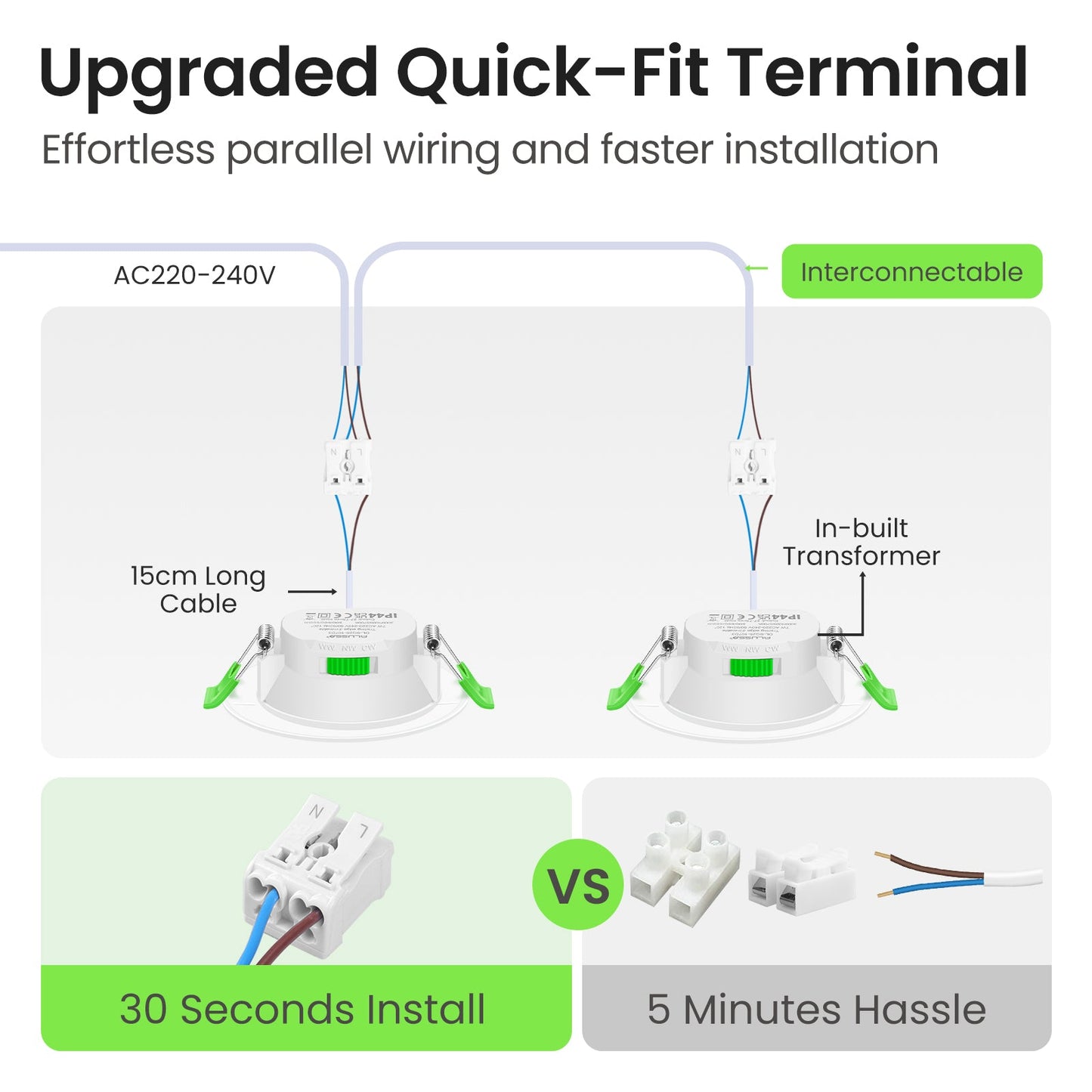 Ultra Slim Dimmable 7W LED Downlight with 3-Color Temperature, 6-Pack
