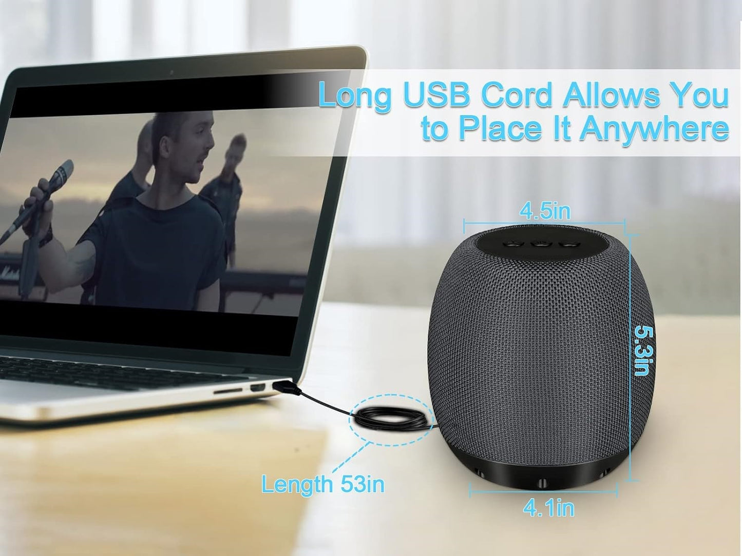 YYV USB PC Speaker: Wired Computer Speaker for Desktop/Laptop, Stereo Sound, Enhanced Bass