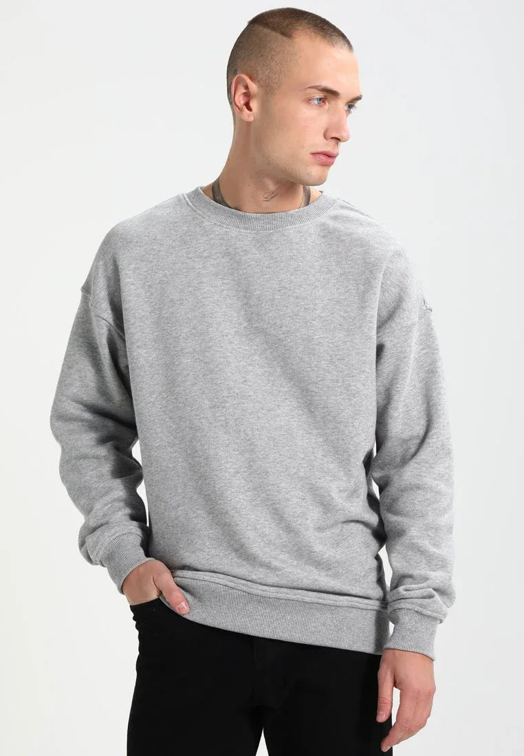 Jack & Jones + Fit Unisex Breathable Crew Neck Sweatshirt Light Grey Melange - Gomix Brands Outlet