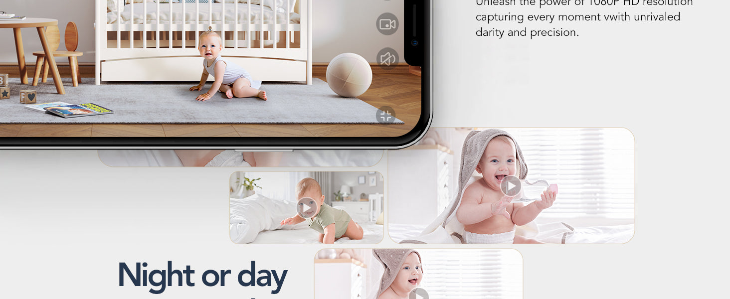 GNCC 1080P Smart WiFi Baby Monitor: Night Vision, 2-Way Audio, Alexa Compatible