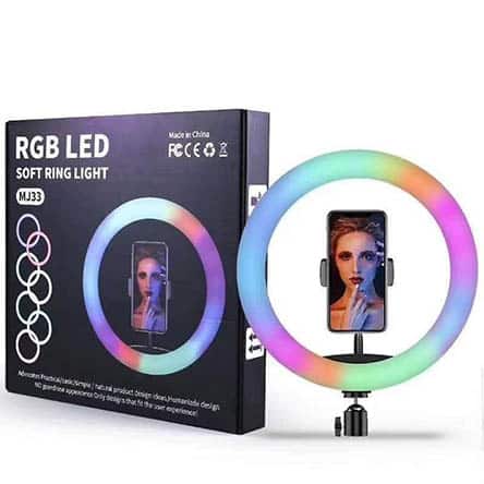 RGB LED Ring Light MJ33 Dimmable 33cm USB Fill Light