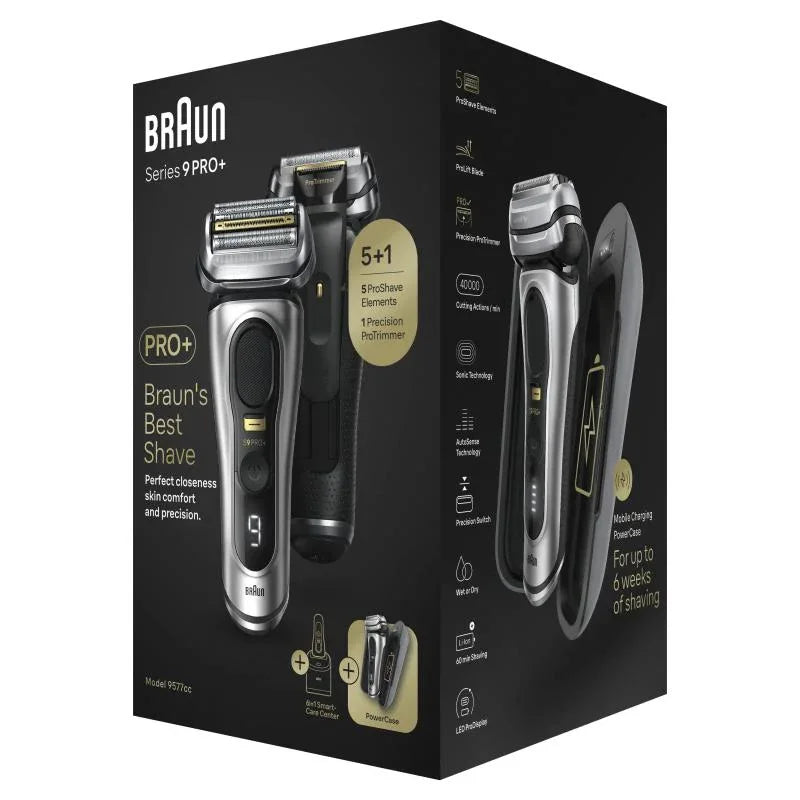 Braun Series 9 Pro+ 9577cc Electric Shaver, Foil Trimmer, Cleaning Station, PowerCase - Gomix Brands Outlet