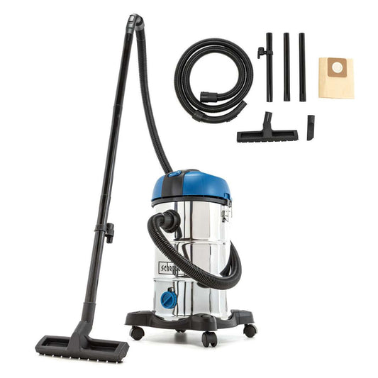 Scheppach NTS30v2 1200W Wet/Dry Vacuum, 8-Gallon Steel Tank, Blower Kit
