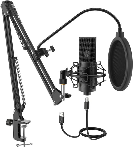 MSUDGH USB Condenser Microphone with Adjustable Desktop Arm