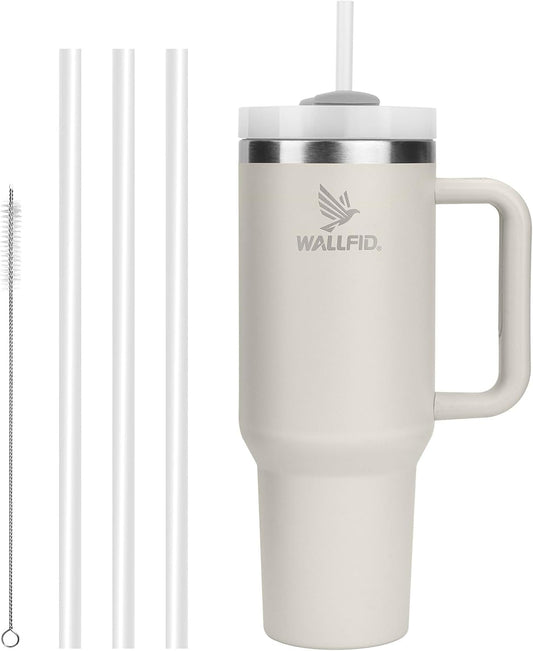 Wallfid 1130ml Vacuum Insulated Stainless Tumbler with Lid & Straws