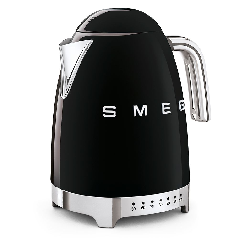Smeg 50s Style Black Variable Temperature Kettle - 1.7L Smart Electric Water Boiler