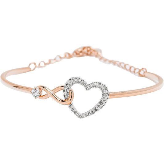 Swarovski Infinity Heart Bangle Rose Gold Crystal Bracelet