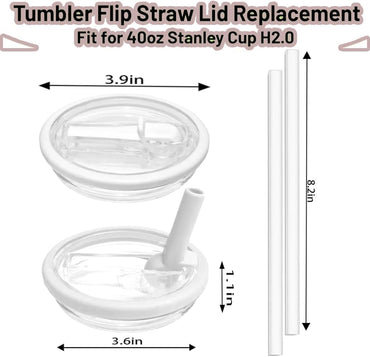 2-Pack White Flip Straw Lid for 40oz Stanley Quencher