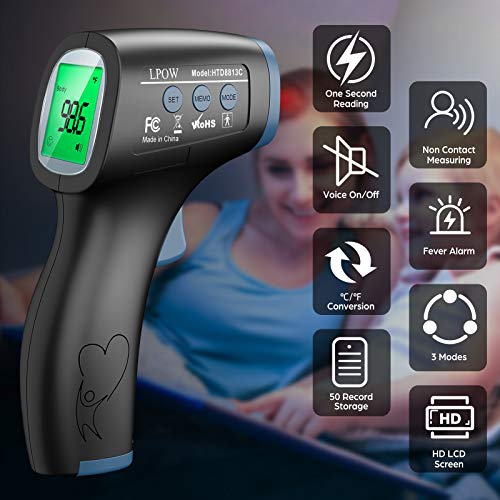 LPOW Dual-Mode Non-Contact Infrared Thermometer for Adults Rapid 1-Second Measurement