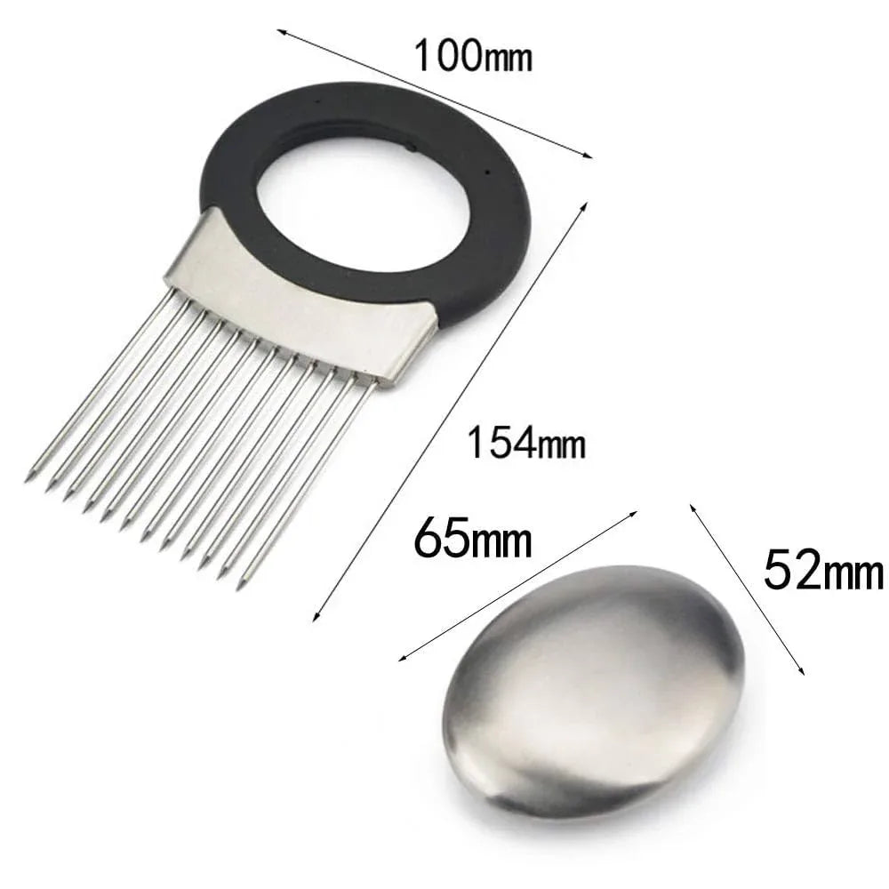 Stainless Steel Onion Holder Slicer Aid for Fruits Vegetables - Gomix Brands Outlet