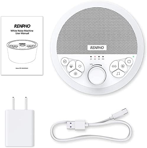 RENPHO Rechargeable White Noise Machine with 8 Night Lights