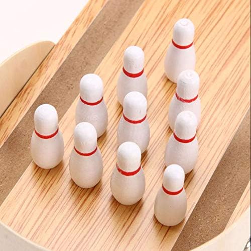 Toysery Wooden Tabletop Mini Bowling Set - Compact Desk Game