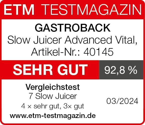 GASTROBACK Advanced Vital Slow Juicer, Black & Silver