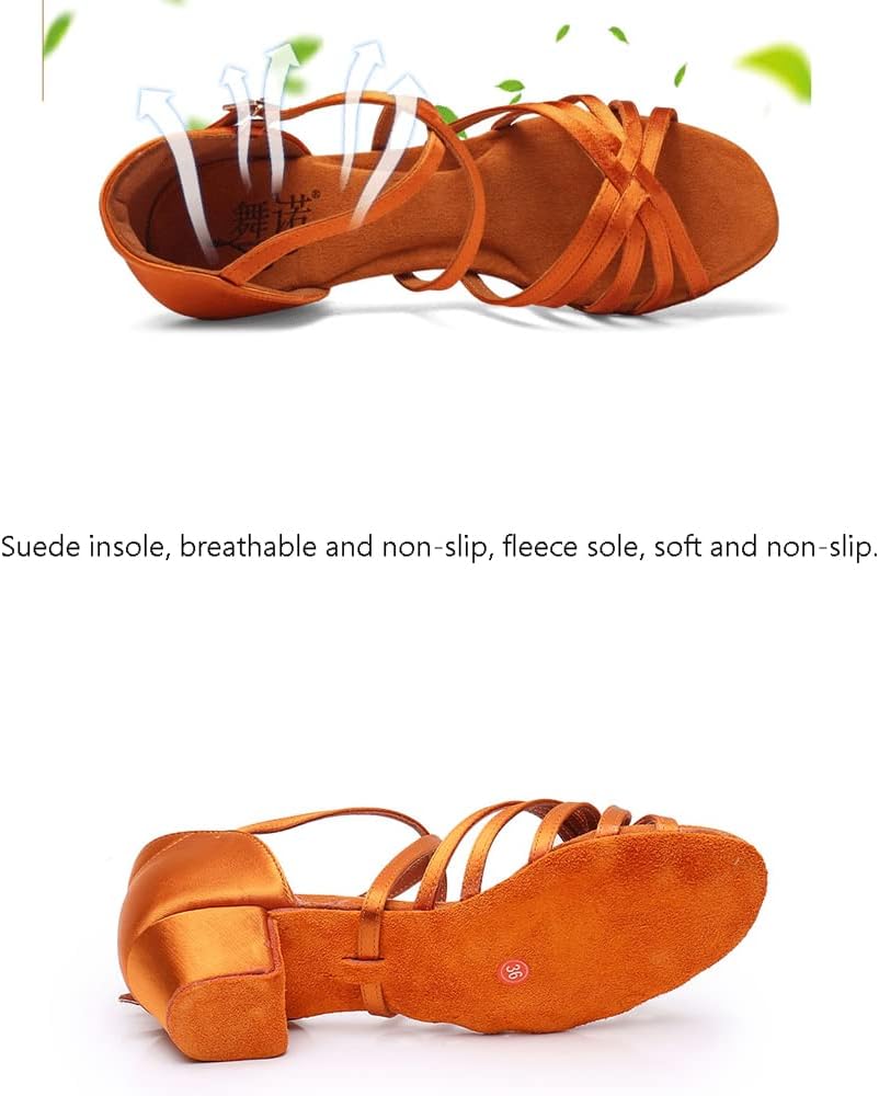 ReadJade Women's Satin Latin Dance Shoes with Adjustable Buckle
