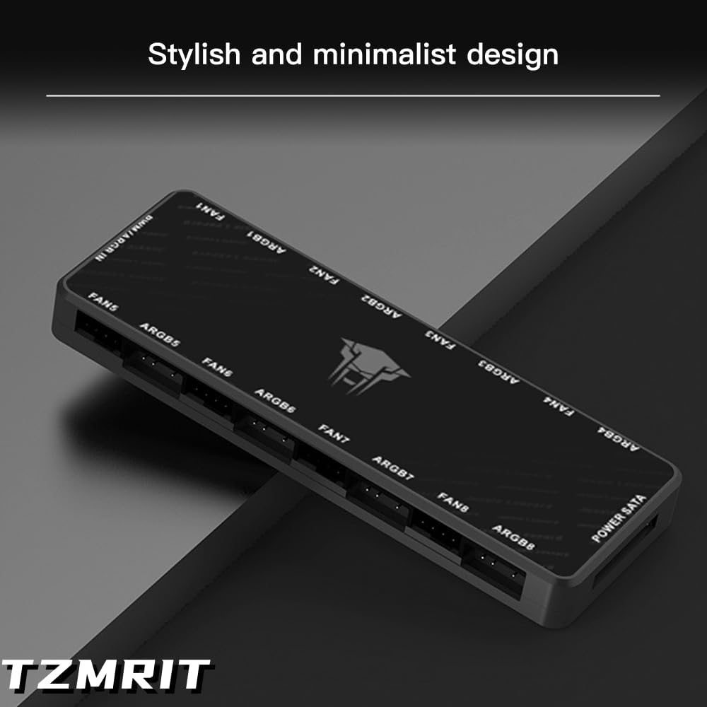 JL8 ARGB PWM Fan HUB – 8-Port 4-Pin PC Fan Controller with Magnetic Suction Backboard