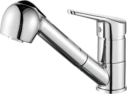 Ibergrif M14550 Kitchen Tap with Shower, Low Spout Sink Tap, 360° Rotatable Kitchen Sink Faucet, Chrome, Silver - Gomix Brands Outlet