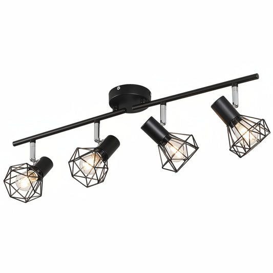 HAZARA 4-Light Adjustable Ceiling Lamp Black Metal Wire Cage Pendant Light