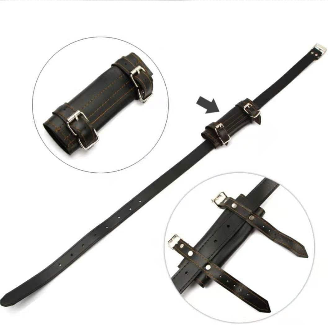 Adjustable Faux Leather Medieval Sword Holster Belt with Dual Buckles