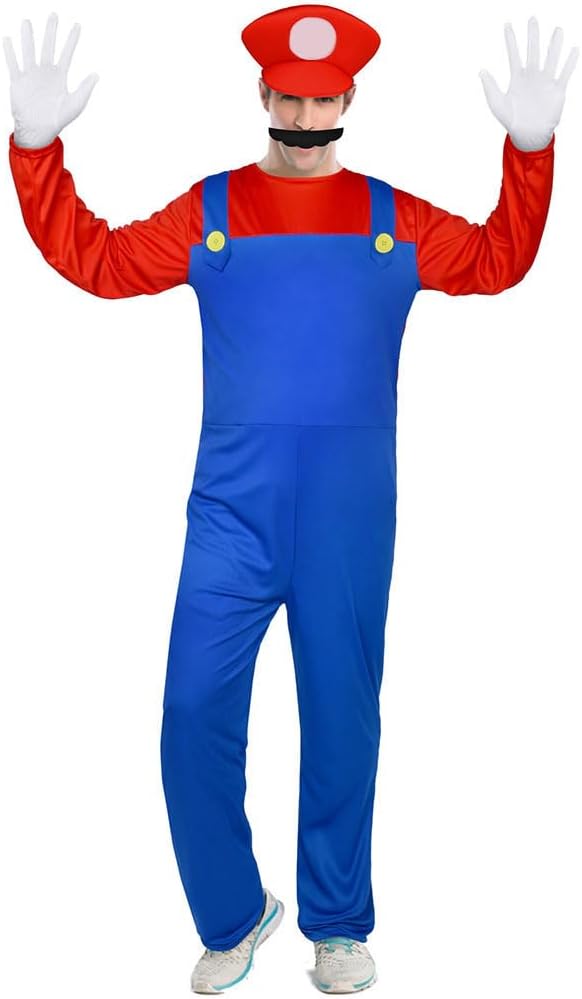 Aomig Mario & Luigi Cosplay Costume with Hat, Mustache, Gloves