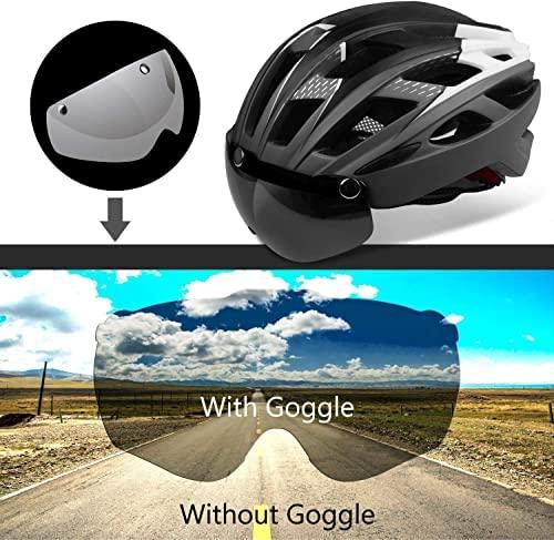 KINGLEAD Adult Cycling Helmet: LED Rear Light, Magnetic Visor, CE Certified - Gomix Brands Outlet
