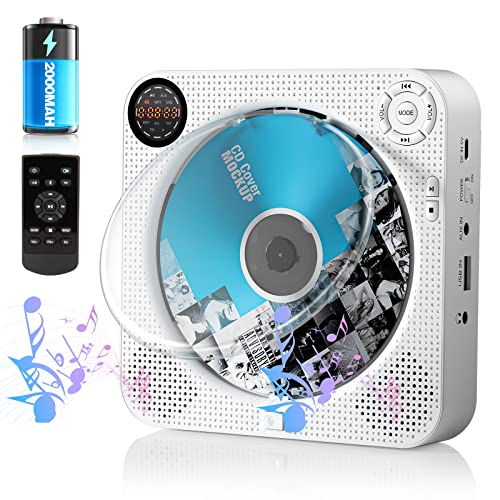 FELEMAN MPD001W Portable Wall-Mounted CD Player with Bluetooth, USB, Aux