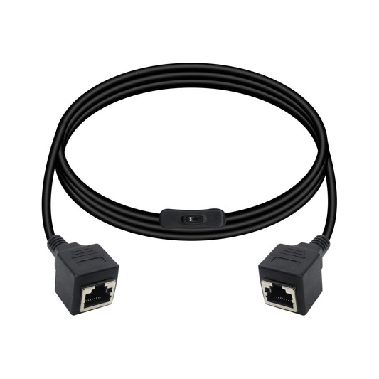 RIIEYOCA Cat6 Ethernet Cable with On/Off Switch RJ45 Female to Female 1M Black