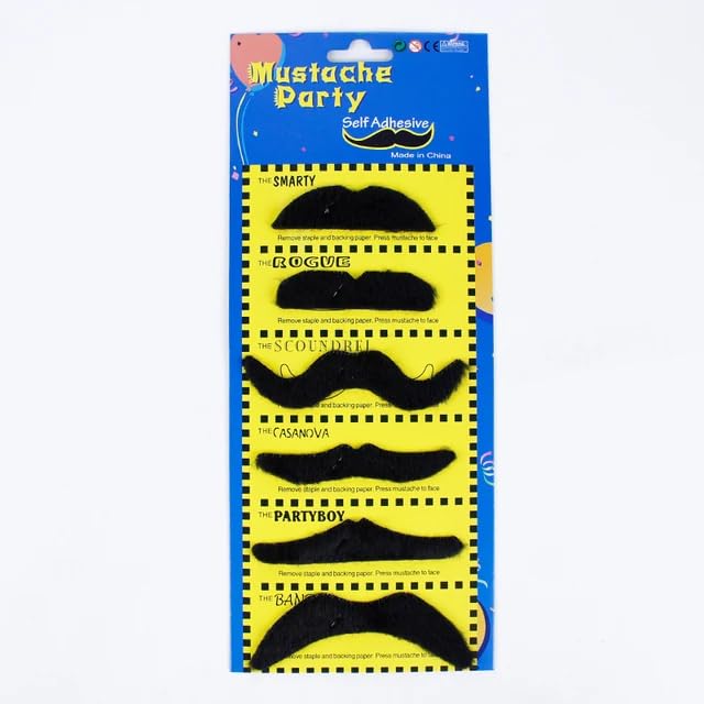 Fake Mustache Props Self‑Adhesive Pack of 12 – Mixed Designs for Parties