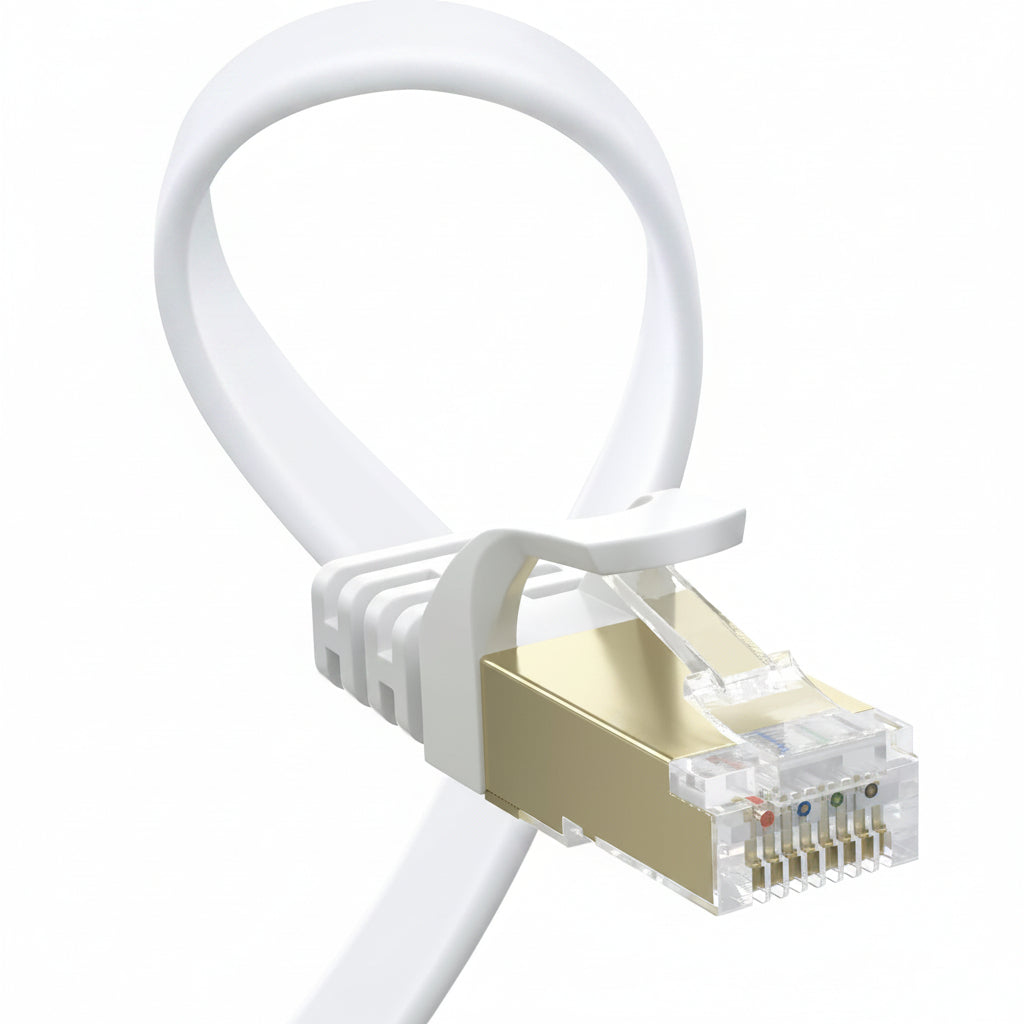 BUSOHE Cat 8 Ethernet Cable 4 m Flat High Speed 40Gbps RJ45 LAN Network Patch Cord White