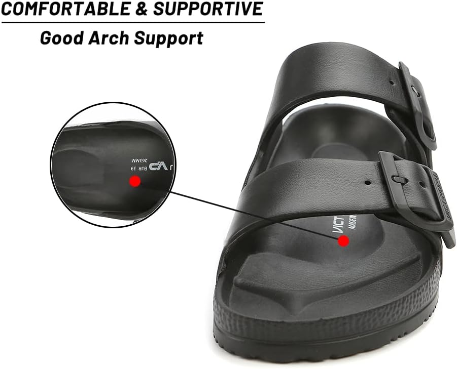 Adjustable Double Buckle Waterproof EVA Slides for Women