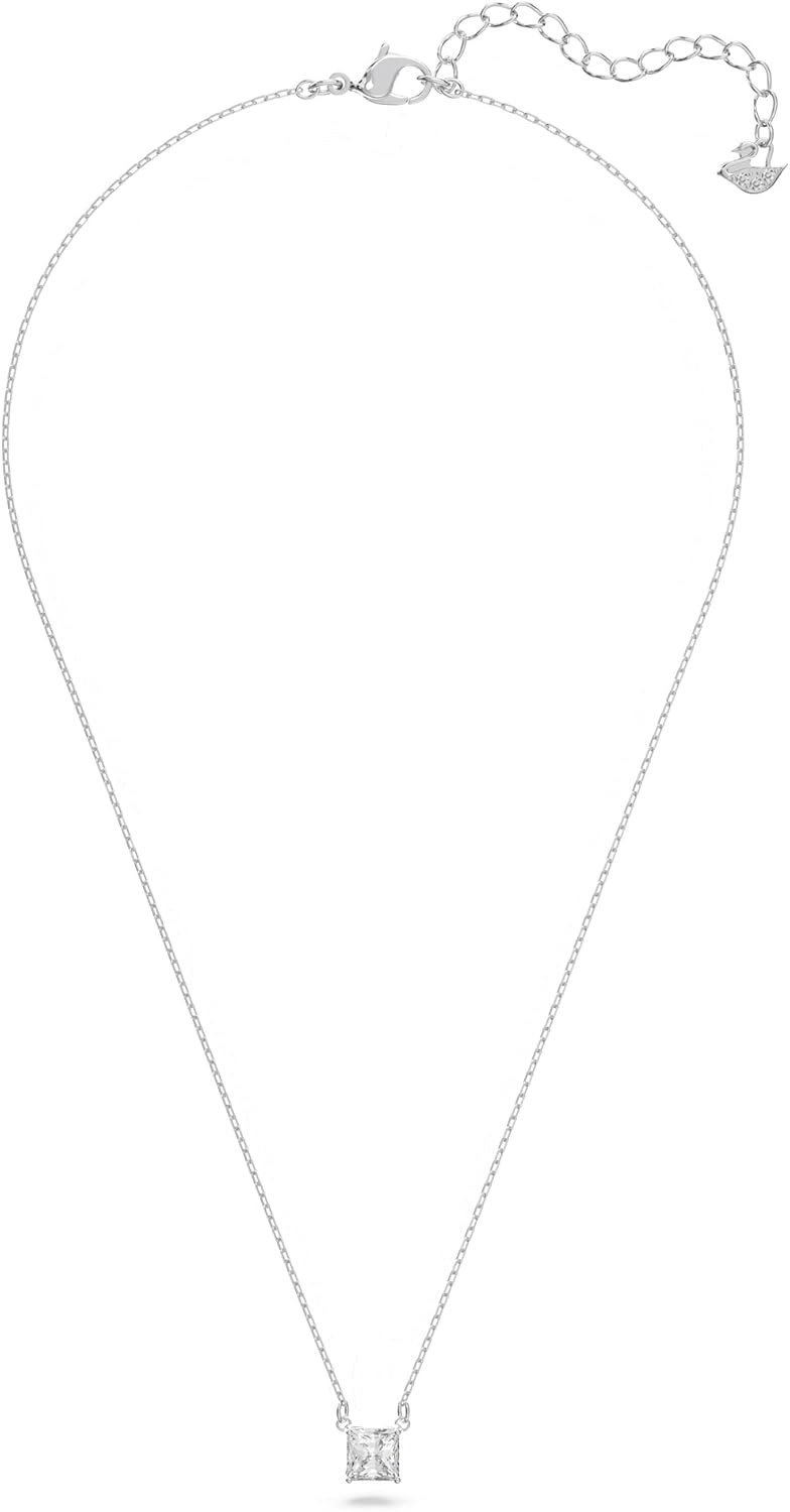 Swarovski Attract Square Crystal Pendant Necklace, Rhodium Plated, Elegant Women's Jewelry