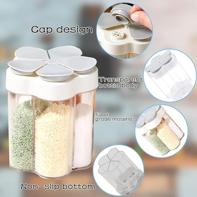 5-in-1 Camping Seasoning Dispenser - Portable Spice Container for Travel