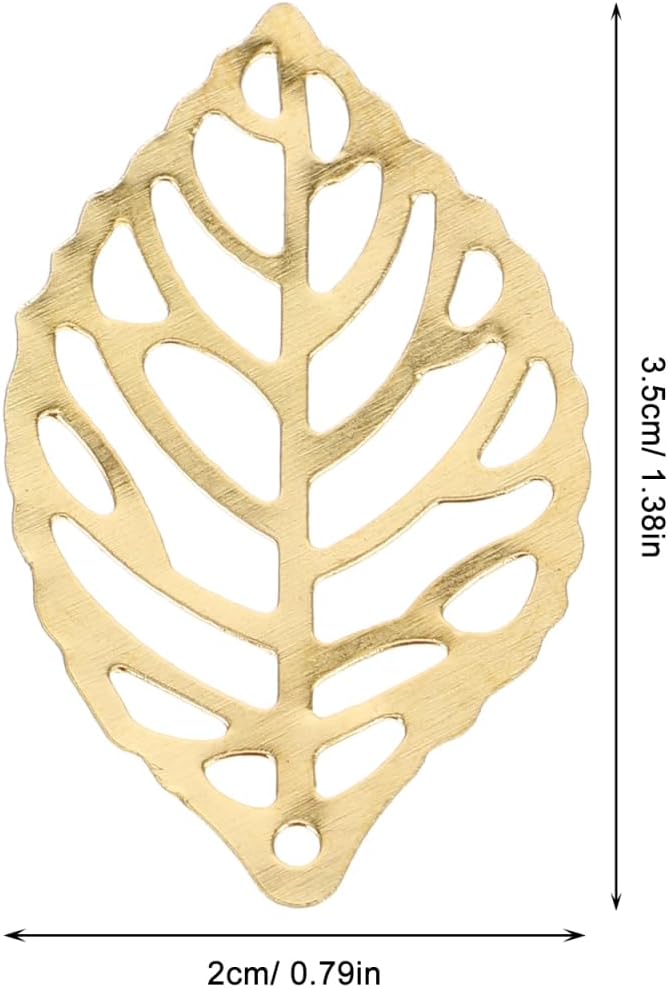 100 Pieces Golden Alloy Tree Leaf Charms for DIY Jewelry Crafting