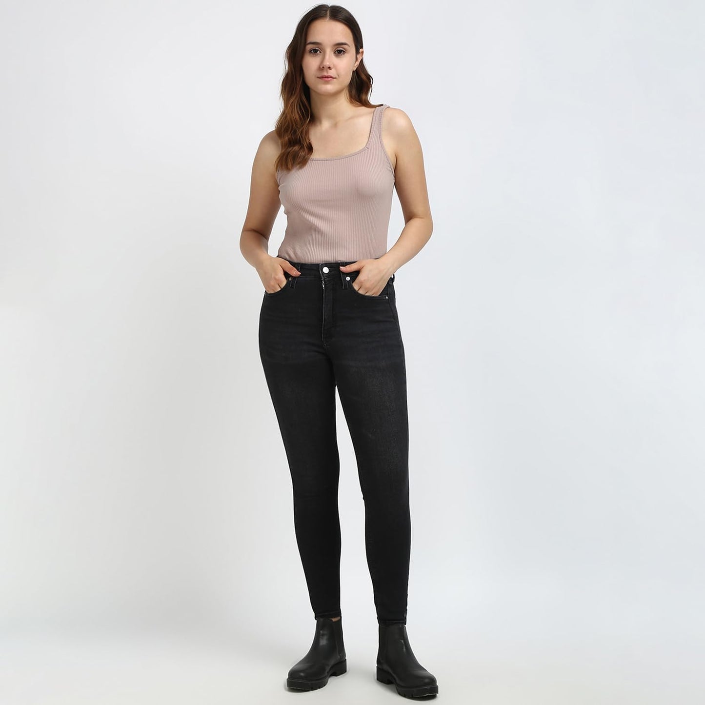 Calvin Klein Women’s Fitted Denim Jeans – Stretch Black