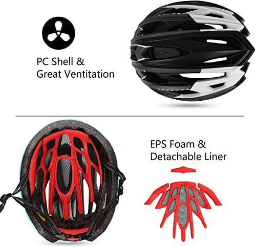 KINGLEAD Adult Cycling Helmet: LED Rear Light, Magnetic Visor, CE Certified