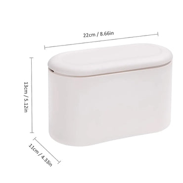 YANGLIN Mini Countertop Wastebasket Office Desktop Paper Bin Mini Portable Table Waste Bin Trash Can Desk Bin with Lid Table Desktop Dustbin for Bathroom Worktop Kitchen Makeup Holder White - Gomix Brands Outlet