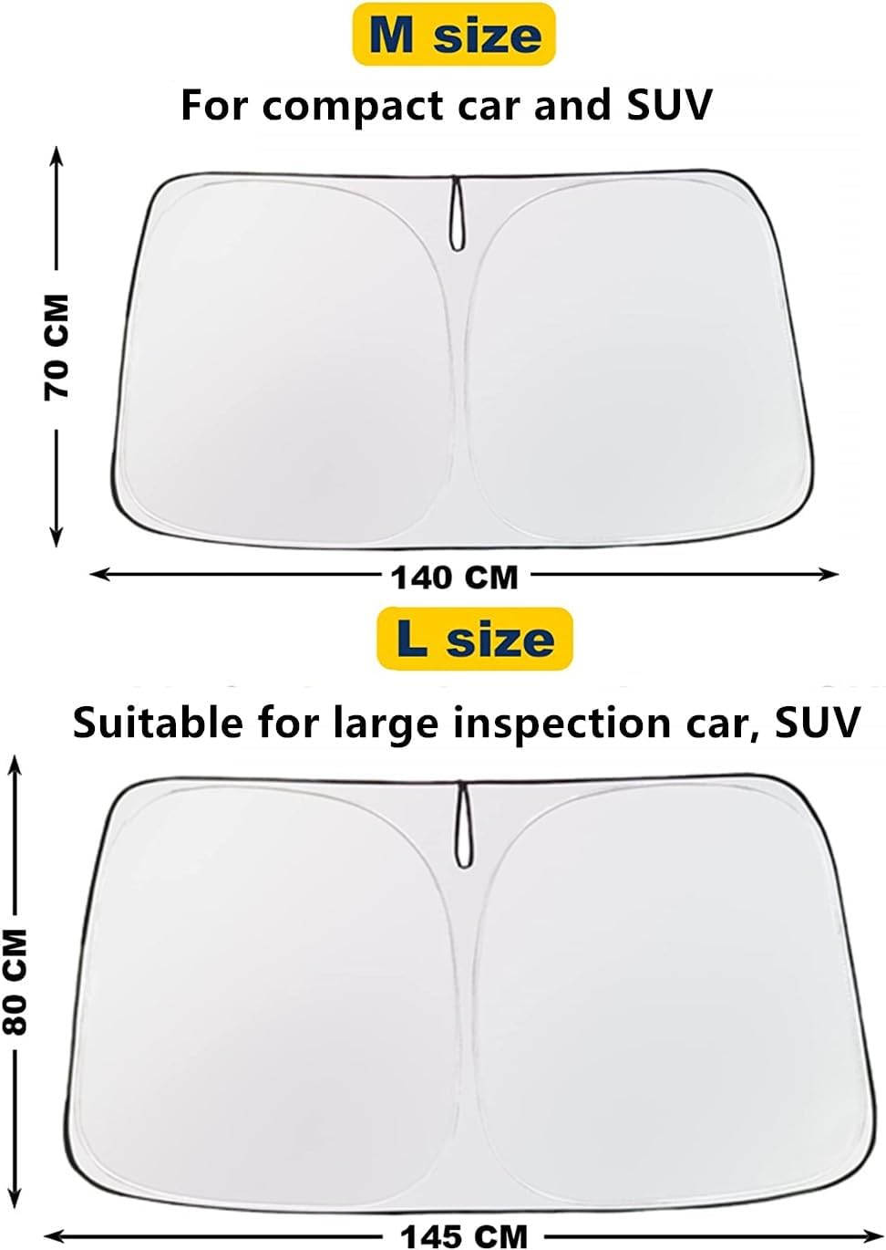 Zimohe Foldable Car Sun Shade for Front Windshield – UV 99% Protection, Silver & Black
