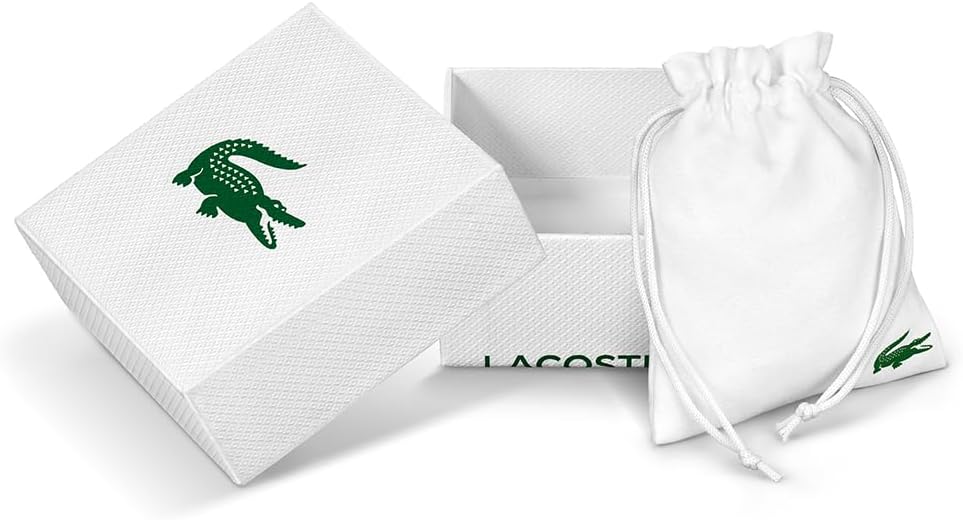 Lacoste Baseline Men's Stainless Steel Link Bracelet with Signature Green Stripe