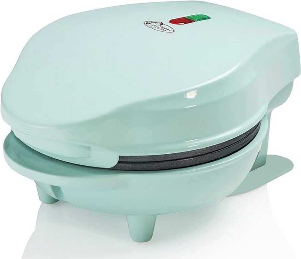 Bestron Mint Mini Waffle Iron – Retro Non-Stick 550W