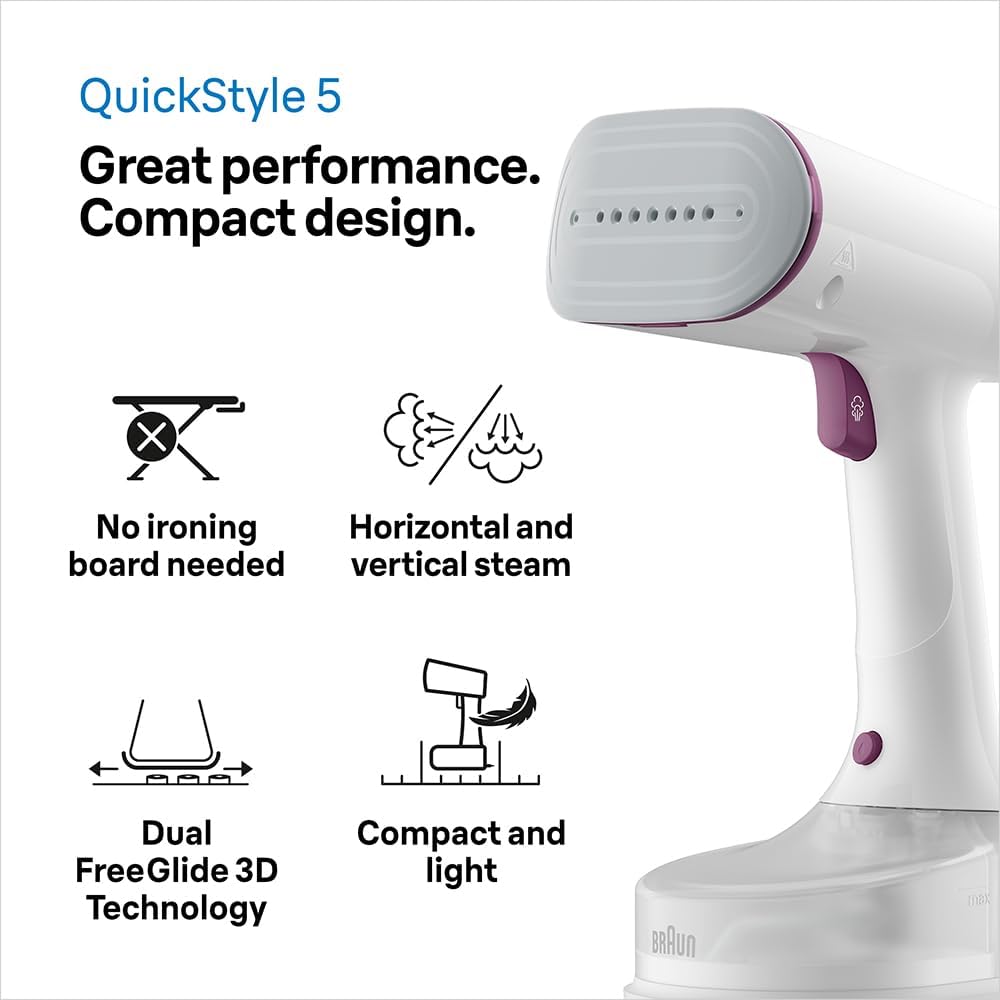 Braun QuickStyle 5 Portable Steam Iron with Dual FreeGlide