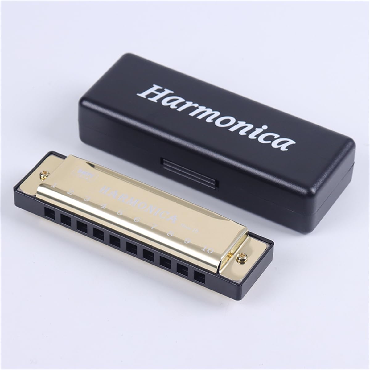 10 Hole Diatonic Harmonica Beginner Instrument - Gold, Key of C